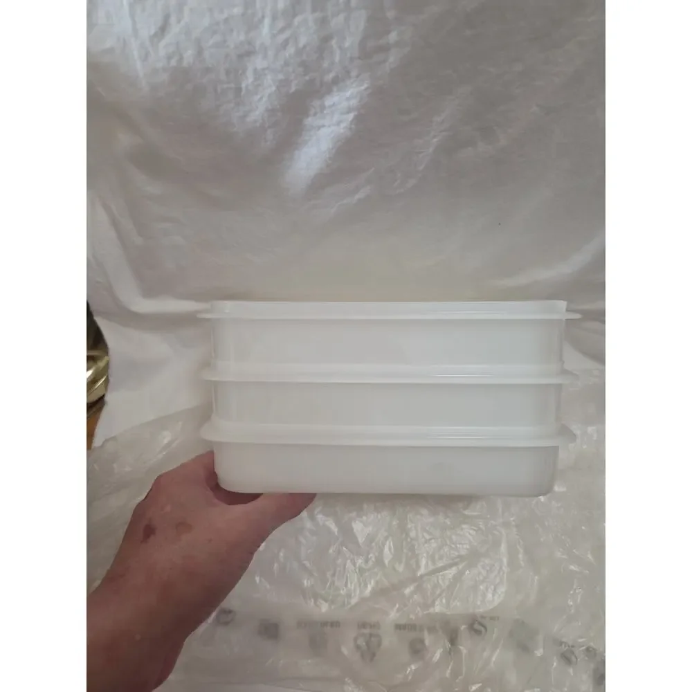 TUPPERWARE Freezer Mate Plus Stackables 3 Sheer Bottom Peach Lid